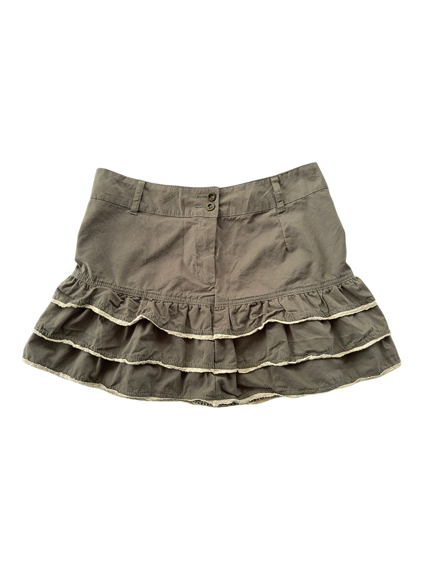 00s Lace Trim Ruffled Mini | Size 6-8