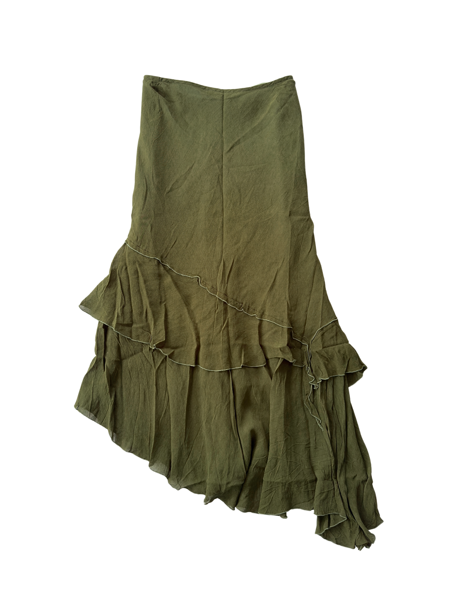 Vintage Rosette Asymmetrical Midi Skirt | Size 16-18