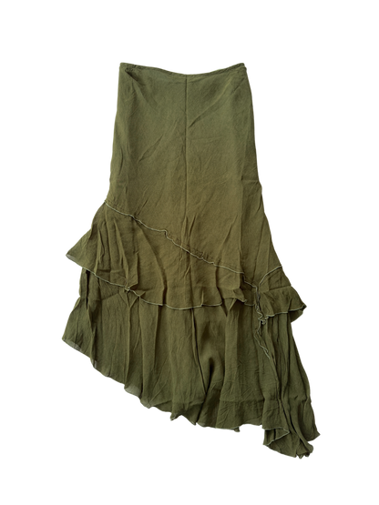 Vintage Rosette Asymmetrical Midi Skirt | Size 16-18