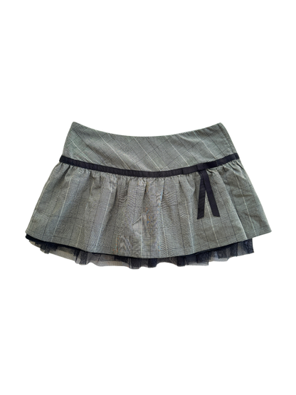 00s Bow & Plaid Mini Skirt | Size 8