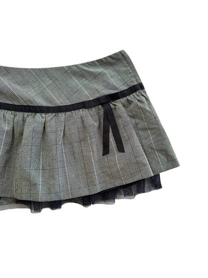 00s Bow & Plaid Mini Skirt | Size 8