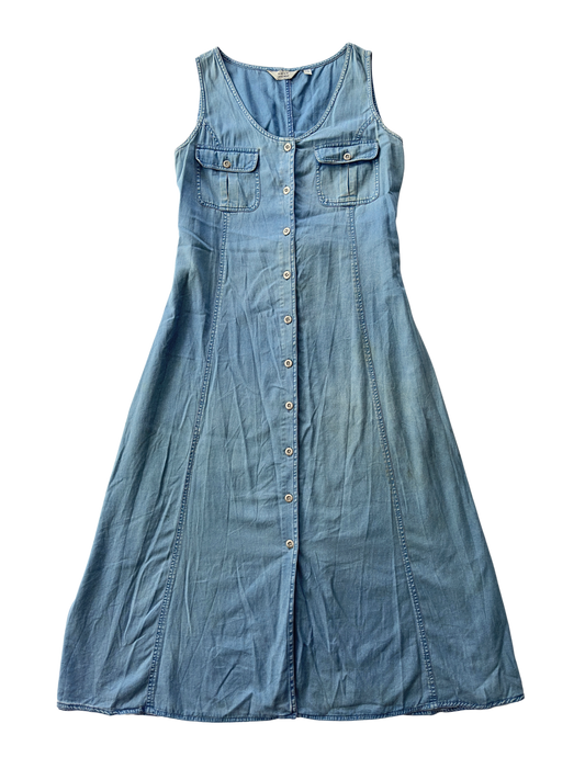 Vintage Denim Maxi Dress | Size 10-14