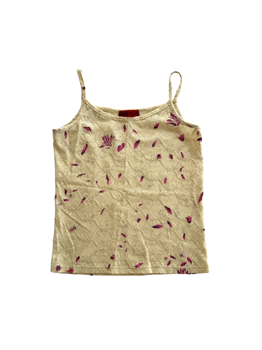 Vintage Floral Embroidered Tank | Size 6-8